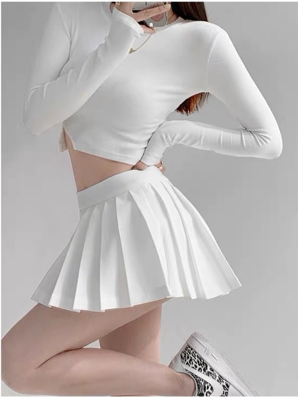 White Pleated Mini Skirt - Women's Tennis-Inspired Skirt